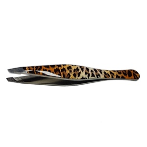 Ensemble de pinces à épiler pour cils et sourcils en acier inoxydable de haute qualité, usage professionnel, meilleur prix, avec étui en cuir - Product Image 2