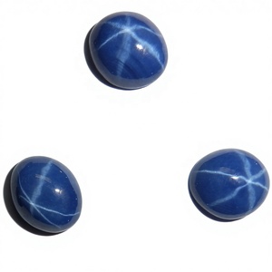 ไพลินบลูสตาร์ทรงรีขนาด 8x10 มม. 3.5 กะรัต ผลิตในห้องปฏิบัติการ ขัดเงาแบบคาโบชอง พร้อมเอฟเฟกต์ดาว 6 แฉก สำหรับทำเครื่องประดับ - Product Image 3