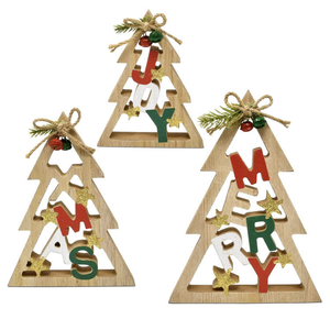 3 Décorations de table en bois en forme d'arbre de Noël, Centre de table en bloc, Arbre découpé pour les fêtes, Décoration de plateau à étages, Plaque de table en bois - Product Image 1