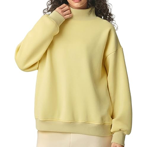 Sweat-shirt à col montant pour femme, en coton éponge personnalisé, avec logo imprimé, style streetwear décontracté, fournisseur en gros OEM sous marque privée - Product Image 4