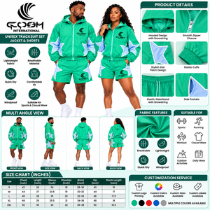 Conjunto deportivo verde con chaqueta con capucha y pantalones cortos, conjunto deportivo de secado rápido, ropa deportiva para primavera. - Product Image 6