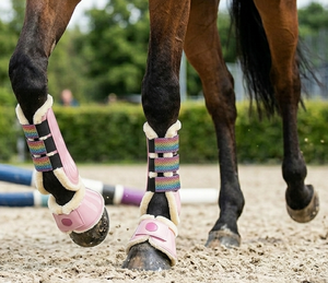 Bottes d'équitation antichoc en similicuir premium, doublées de fourrure douce et rembourrées, avec sangles Velcro à paillettes, équipement d'équitation - Product Image 2