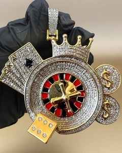 Colgante de Dados de Casino y Monedas, Plata 925, Chapado en Oro Amarillo de 14k, Moissanita VVS, Colgante Hip Hop para Hombre, Colgante de Diamantes Personalizado - Product Image 3