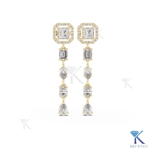 Pendientes de Diamantes Cultivados en Laboratorio CVD de Formas Mixtas, Radiantes, Halo, Esmeralda, Marquesa, Ovalados, Pera, Oro Sólido de 14K, Lujosos, Finos, para Mujer, Novia - Product Image 3