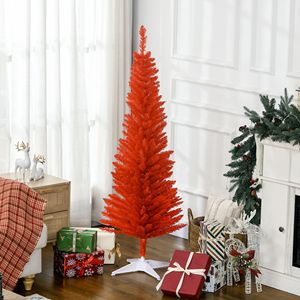 Albero di Natale Rosso Decorato da 1,5 m con 294 Rami Realistici e Base in Plastica, Albero di Natale a Forma di Matita - Product Image 2
