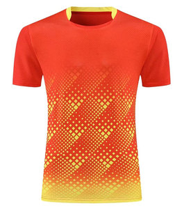 T-shirt sportif à manches courtes pour homme, motif géométrique bleu, col rond, séchage rapide, tricoté en polyester, coupe classique - Product Image 3