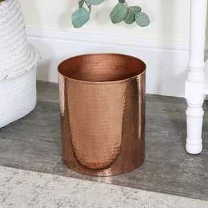 Poubelle cylindrique ronde en métal doré satiné à texture fine Skies Trader, poubelle pour hôtel, bureau, chambre, corbeille à papier - Product Image 5
