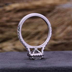 Asscher Cut Lab Grown Square Diamond Wedding & Engagement Ring 10K White Gold Halo Proposal Ring with Pave Setting for Women - Product Image 5