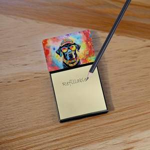 New Black Labrador Hippie Dawg Self-Sticky Note Pads Refillable Dispenser Card & Memo Holder Blank <b>Desk</b> <b>Accessories</b> - Product Image 2