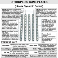 Plaques osseuses orthopédiques Al Mida Healthcare, série dynamique linéaire, plaque de fixation en titane à 14 trous, conforme à la norme ISO13485, vétérinaire