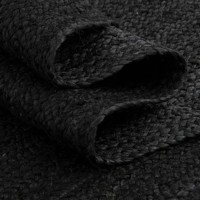 Tapis d'intérieur en jute naturel noir uni, tissé à la main, style bohème neutre, tapis de ferme, pour salon, chambre, entrée, décoration de sol