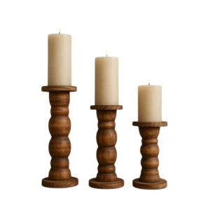 ชุดเชิงเทียนไม้ 2 ชิ้น สำหรับเทียนทรงกระบอก ตกแต่งคริสต์มาส - Product Image 3