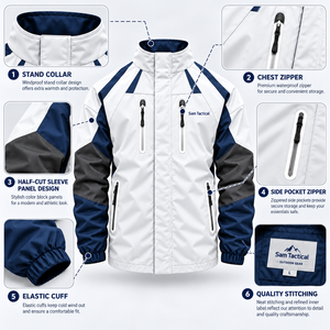 Meistverkaufte Großhandels-Leichtgewicht-Windjacke Maßgeschneiderte Sport-Arbeitskleidung Herren Wasserdichte Windjacke OEM-Service - Product Image 5
