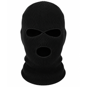 Masque de ski en tricot noir personnalisé à 3 trous, balaclava, couvre-visage d'hiver, masque facial complet chaud - Product Image 1