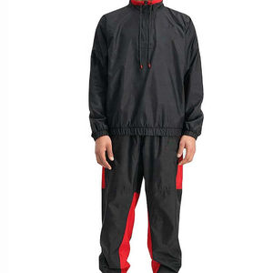 Men Winter Windbreaker Tracksuit Solid Black Red Midweight Polyester Sporty Zipper Fly Jacket <b>Pants</b> Set Outdoor Training Wear - Product Image 1