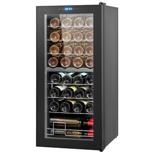 Doppia zona 32-bottiglia di vino refrigeratore Freestanding luce LED frigorifero per vino e bevande - Product Image 1