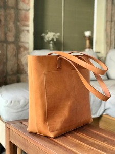 Handmade Genuine Leather <b>Tote</b> <b>Bag</b> Women Vintage Shoulder Purse Large Capacity Casual Fashion Handbag Shopping Travel Zipper - Product Image 5