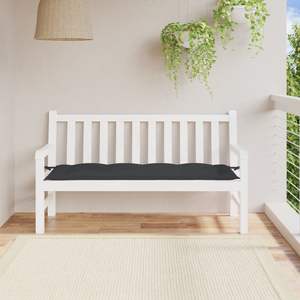 Coussin de banc de jardin en tissu Oxford noir, coussins d'extérieur 59,1 x 19,7 x 2,8 po - Product Image 1