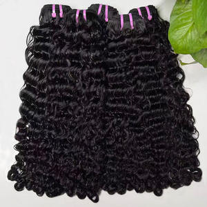 Petits lots en gros de cheveux vierges cambodgiens bouclés naturels noirs de Birmanie, bruts, 100g/paquet, double trame machine, pour revendeurs de cheveux - Product Image 1