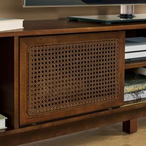 Mobile TV in Rattan Stile Mid-Century Modern da 75 Pollici, Mobile Intrattenimento per Soggiorno e Sala Multimediale, Console Multimediale da 67,9 Pollici - Product Image 5