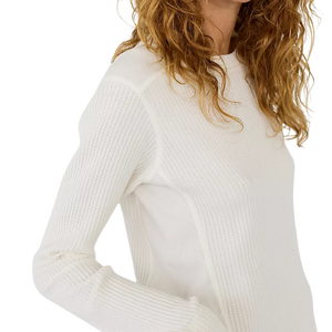 Camiseta Térmica de Mujer de Alta Calidad, 100% Algodón Blanco, Informal, Transpirable, Tejido Waffle, Manga Larga, Primavera/Verano - Product Image 4