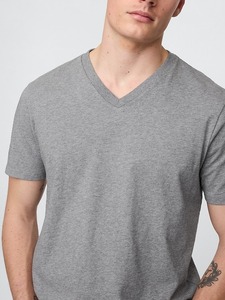 T-shirt gris à col rond et manches courtes pour homme, coupe ample, décontracté, en jersey polyester/coton, couleur unie, non tissé, écologique et respirant - Product Image 4