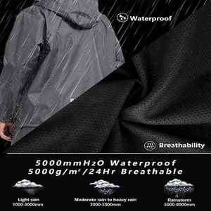Traje Impermeable Universal para Adultos, Chaqueta Gris con Capucha y Pantalones a Juego para Senderismo y Camping al Aire Libre - Product Image 6