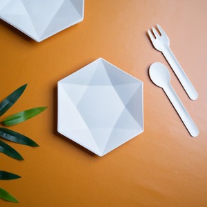 Assiette hexagonale biodégradable de 7 pouces en bagasse, jetable, en pulpe de canne à sucre, écologique, pour la pâtisserie, destinée à l'exportation - Product Image 2