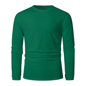 เสื้อเชิ้ตแขนยาวลำลองทันสมัย, เสื้อแขนยาวทรงเข้ารูปมีสไตล์ ขายส่งราคาดีที่สุด สีเขียวล้วน เสื้อยืดผู้ชาย - Product Image 1