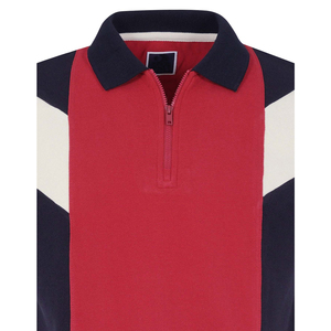 Polo à manches courtes pour homme, style preppy, coupe classique, tricoté, color-block, rouge, marine, blanc - Product Image 6