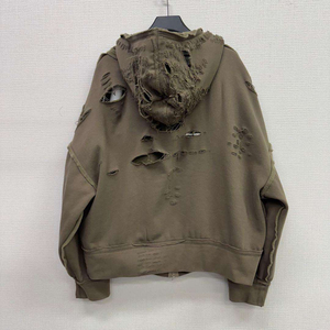 Veste zippée vintage délavée à l'acide Nesta Sports, sweat à capuche court en molleton bouclette effet vieilli avec design personnalisé pour homme - Product Image 6