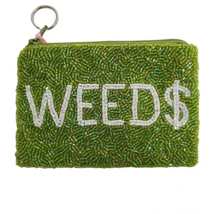 Pochette à monnaie SMU faite à la main avec broderie de perles traditionnelles, motifs ethniques tribaux indiens imprimés, fermeture éclair - Product Image 2