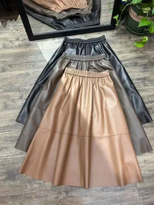 Jupe longue en similicuir PU pour femme, taille haute, mi-longue, avec poches, vente en gros - Product Image 6