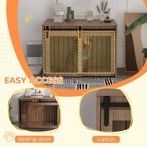 <b>Large</b> Indoor Walnut Brown 39x23x27 Dog Cage 2-in-1 Modern Pet Kennel and End Table Furniture <b>Boxed</b> XXL XXXL Sizes for Breeding - Product Image 6