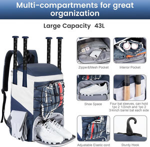 <b>Bat</b> & Softball Equipment Bag for Youth and Adults – <b>Baseball</b> Backpack with Shoe Compartment, Fence Hook, Waterproof - Product Image 3