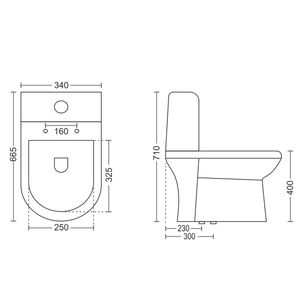 Inodoro circular moderno de alta calidad, de una pieza, en porcelana blanca, 665x340x710mm, para uso en construcción comercial. - Product Image 4