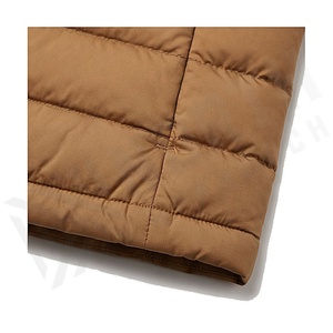 Quilted Vest Women Stand Collar Zipper Closure Brown Winter Jacket Polyester Filling Solid Color Regular Length - Product Image 6