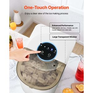 Fabbricatore di ghiaccio a 7 cubetti, pronto in 6 minuti, produzione giornaliera di 26 libbre, autopulente, portatile e con paletta per il ghiaccio inclusa. - Product Image 4