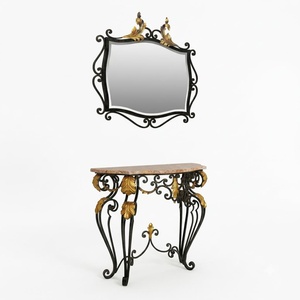 Table console KHP en fer forgé victorien, sur mesure, style antique, avec base en métal pour meuble de salon - Product Image 1
