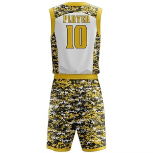 Ensemble de maillot de basket-ball pour homme, sans manches, respirant, pour l'été, imprimé marbré vert, col en V - Product Image 1