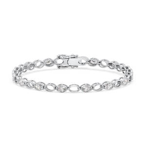 Moissanite Tennis Bracelet Silver Plated Oval Claw Setting Open Link Sparkling Unisex <b>Gift</b> for Anniversary Bridal GRA Certified - Product Image 1