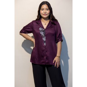 Camisa EURELLA Wine Giza de Algodón Elegante Premium para Mujer, Moda Casual para Uso Diario - Product Image 2