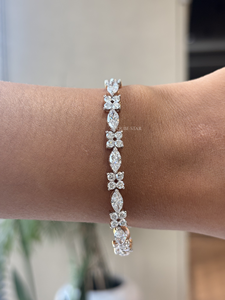 Elegante Pulsera de Diamantes Creados en Laboratorio con Corte Marquesa de 8.00 Quilates, Joyería de Oro con Eslabones Florales Tipo Tenis, Regalo de Compromiso, Boda, Novia, Oro 14K - Product Image 1