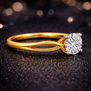 Anillo de Compromiso Solitario con Moissanita de Corte Brillante Redondo, Chapado en Oro de 18K, Aleación de Plata de Ley, Anillo de Lujo - Product Image 4