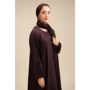 Stylish Plain Plum Abaya for Ladies Full Length Relaxed Fit Modest Islamic Dress Perfect for Casual Office and Formal Occasions - Product Image 1