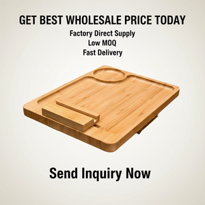 Plateaux de rangement rectangulaires en bambou laqué écologiques et portables, organisateur multifonctionnel pour la cuisine, la salle de bain, le bureau - Product Image 2