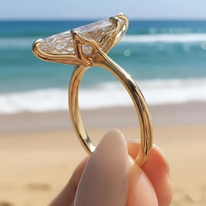 Bague de fiançailles solitaire AFAR JEWELS pour femme, diamant de laboratoire de 5,00 ct, pureté VS1, certifié IGI, taille marquise, or 14 carats, tendance mariage - Product Image 3