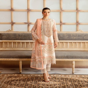 Ramsha Pakistani Designers Embroidered Organza Shalwar Kameez Suits 3-Piece Women's Evergreen Casual Daily <b>Kurti</b> Wear Lehenga - Product Image 2