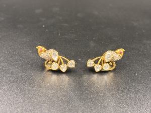 Boucles d'oreilles clous en or avec diamants taille poire et rubis, bijoux de fête classiques de luxe en argent pour femme - Product Image 2