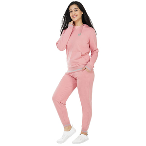 Chándal Rosa con Capucha para Mujer, 100% Algodón, Manga Larga, Color Sólido, Sudadera Informal con Bolsillos Laterales, Ropa de Otoño - Product Image 3